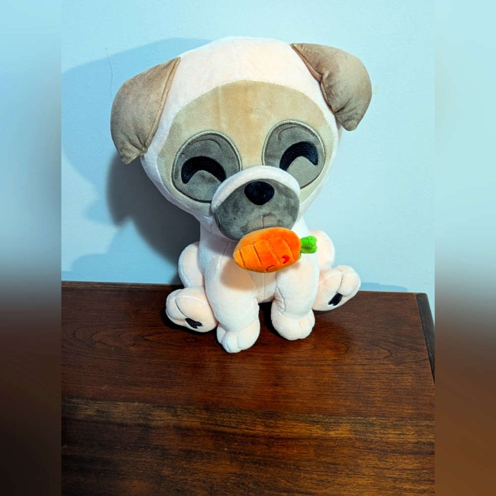 Youtooz . Henry Plush. Hearts topper Collection. Pug Dog With Carrot. 9 Inches.